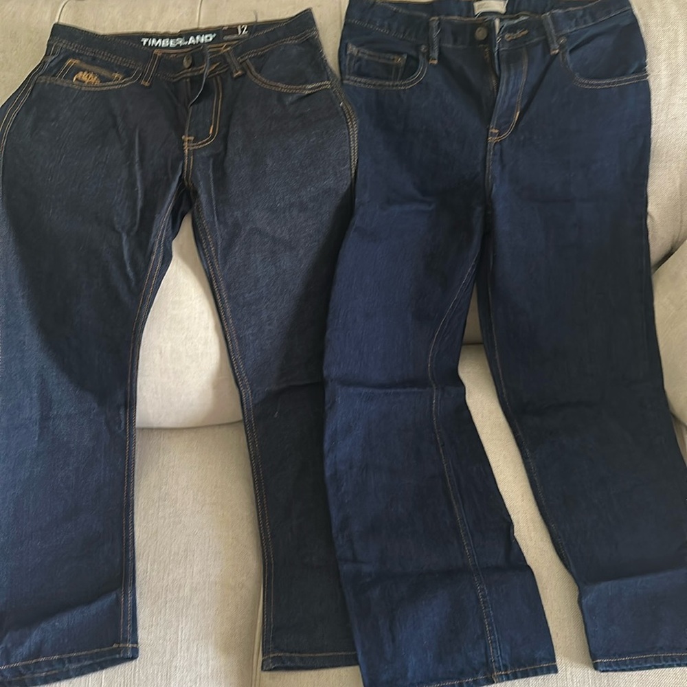 Timberland and Gap kids Dark Blue Jeans both for $10 in very good condition